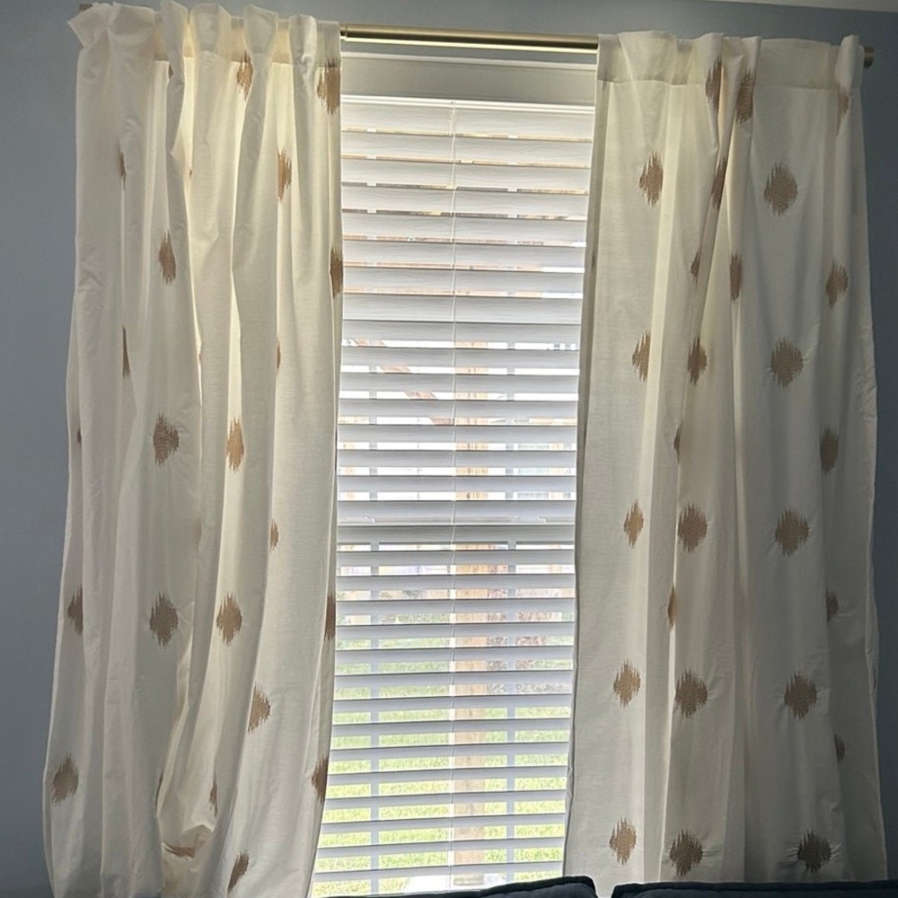 White with Gold Aztec embroidery curtains
